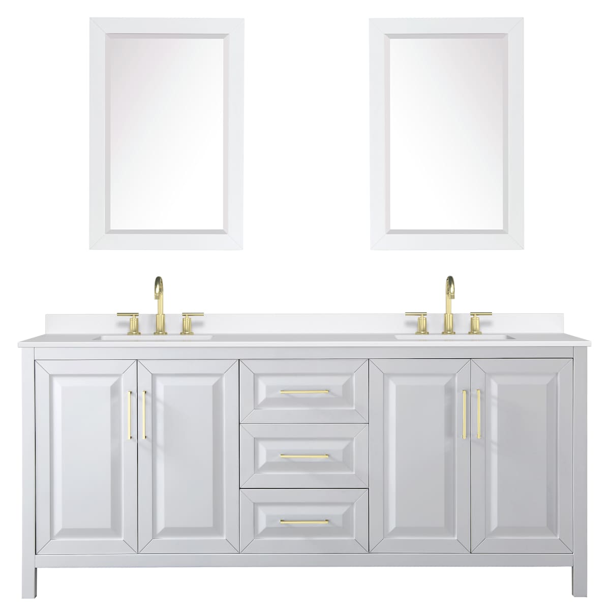 Daria 80" Free Standing Double Basin Vanity Set with Cabinet, Quartz Vanity Top, and Framed Mirror - image 20