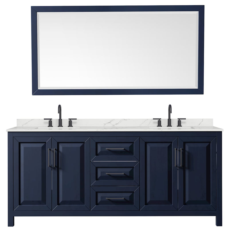 Daria 80" Free Standing Double Basin Vanity Set with Cabinet, Quartz Vanity Top, and Framed Mirror - image 3