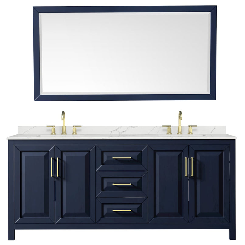 Daria 80" Free Standing Double Basin Vanity Set with Cabinet, Quartz Vanity Top, and Framed Mirror - image 9