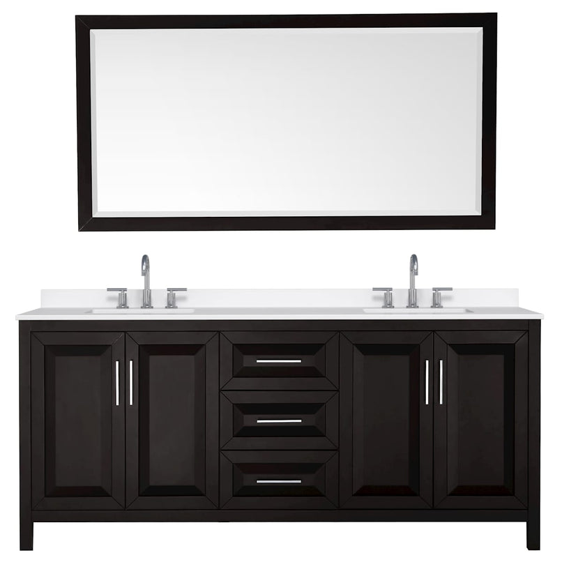 Daria 80" Free Standing Double Basin Vanity Set with Cabinet, Quartz Vanity Top, and Framed Mirror - image 12