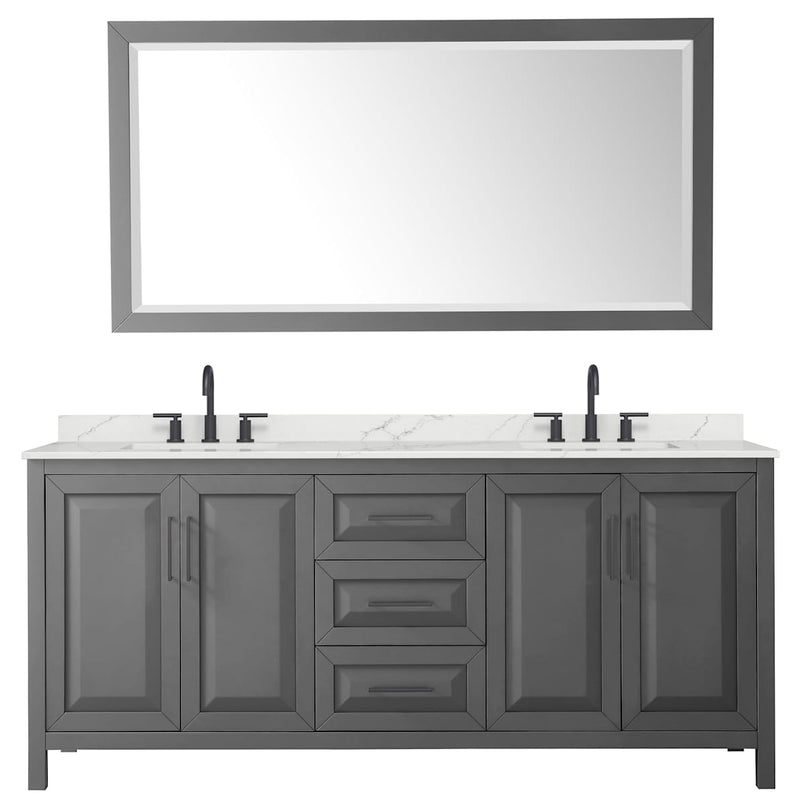 Daria 80" Free Standing Double Basin Vanity Set with Cabinet, Quartz Vanity Top, and Framed Mirror - image 13