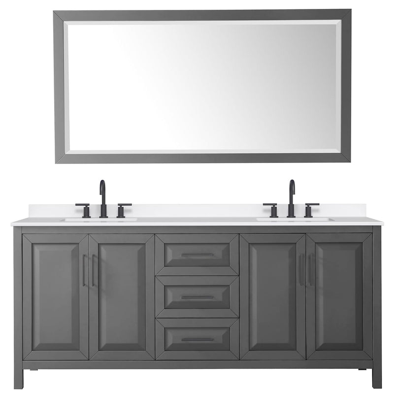 Daria 80" Free Standing Double Basin Vanity Set with Cabinet, Quartz Vanity Top, and Framed Mirror - image 15