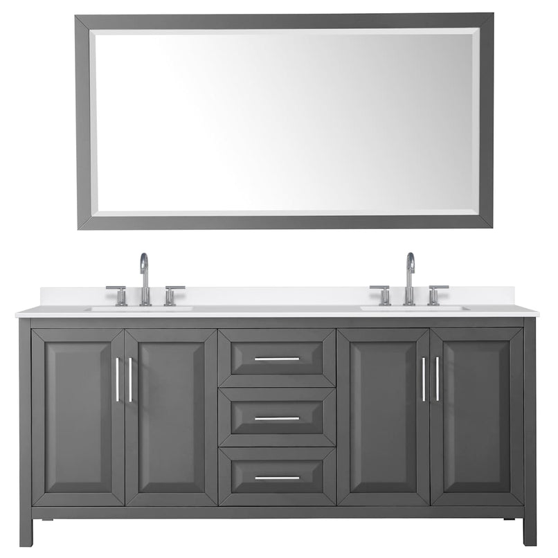 Daria 80" Free Standing Double Basin Vanity Set with Cabinet, Quartz Vanity Top, and Framed Mirror - image 16