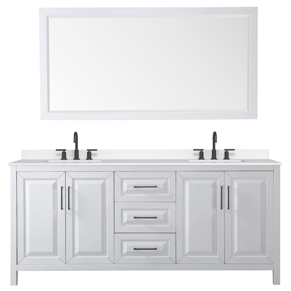 Daria 80" Free Standing Double Basin Vanity Set with Cabinet, Quartz Vanity Top, and Framed Mirror - image 19