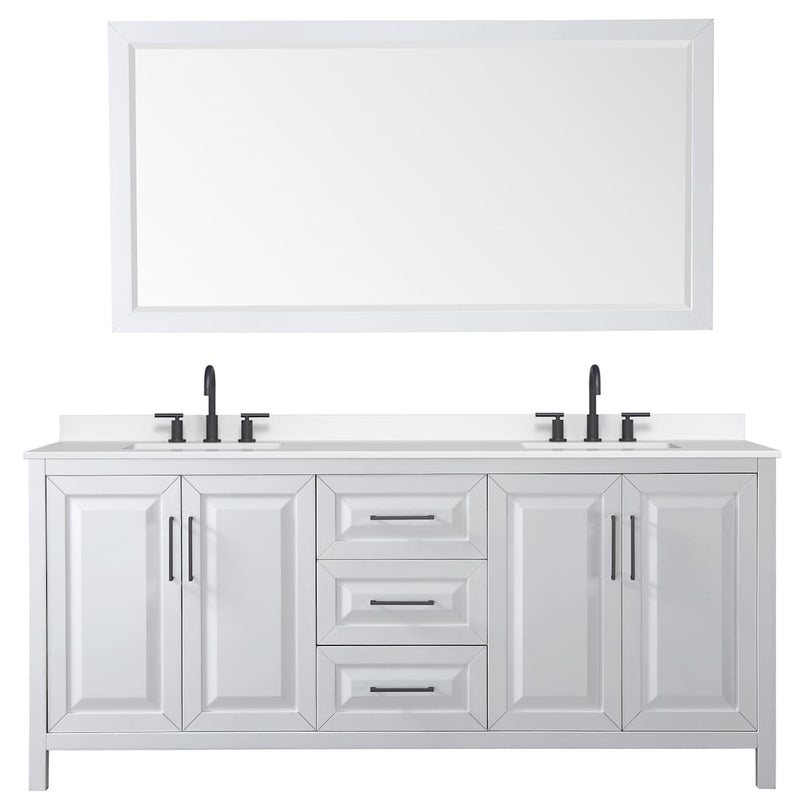Daria 80" Free Standing Double Basin Vanity Set with Cabinet, Quartz Vanity Top, and Framed Mirror - image 19