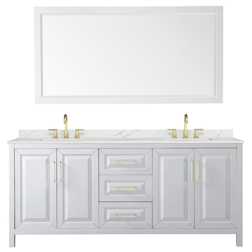 Daria 80" Free Standing Double Basin Vanity Set with Cabinet, Quartz Vanity Top, and Framed Mirror - image 20