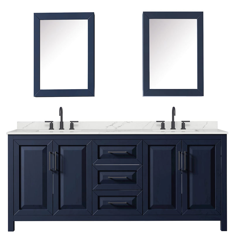 Daria 80" Free Standing Double Basin Vanity Set with Cabinet, Quartz Vanity Top, and Medicine Cabinet - image 3