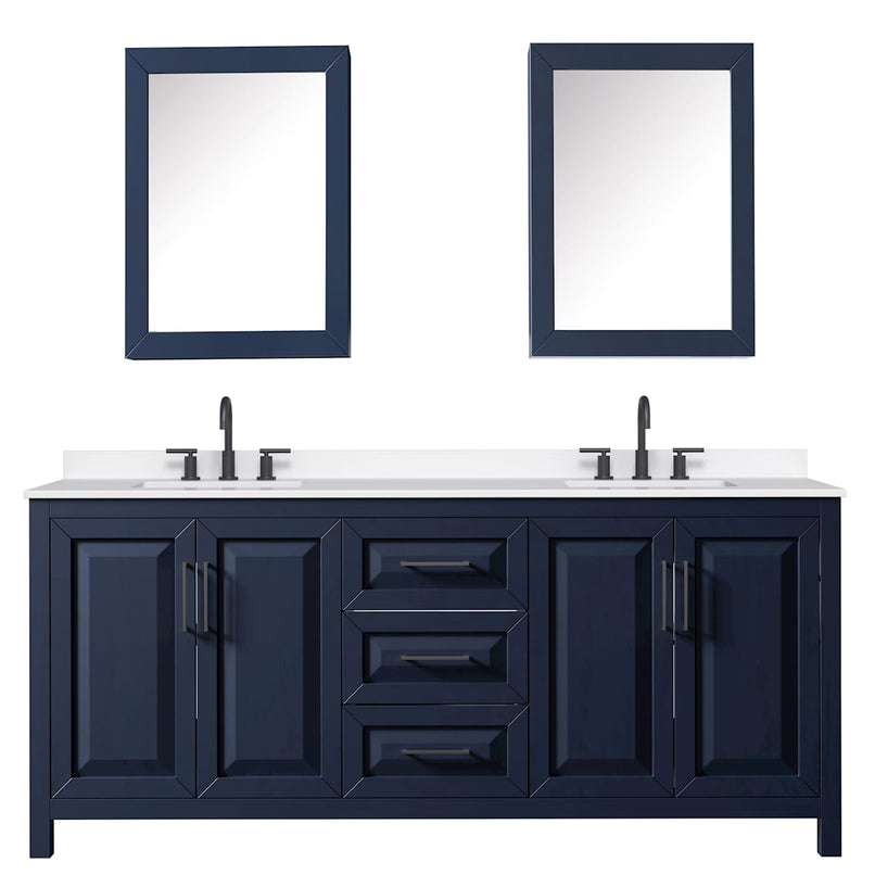 Daria 80" Free Standing Double Basin Vanity Set with Cabinet, Quartz Vanity Top, and Medicine Cabinet - image 9