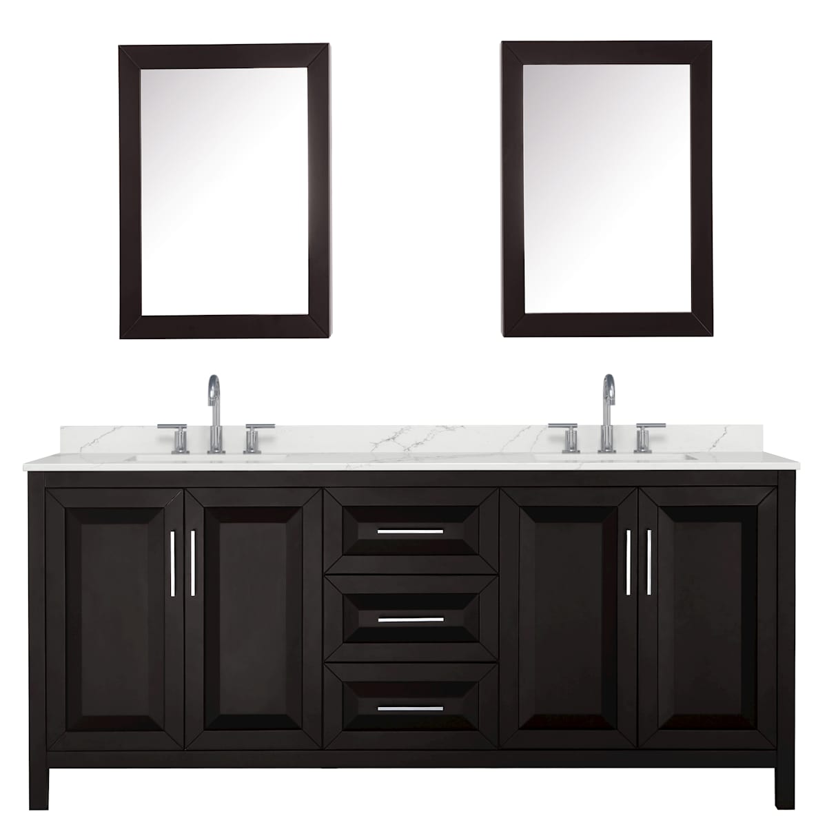 Daria 80" Free Standing Double Basin Vanity Set with Cabinet, Quartz Vanity Top, and Medicine Cabinet