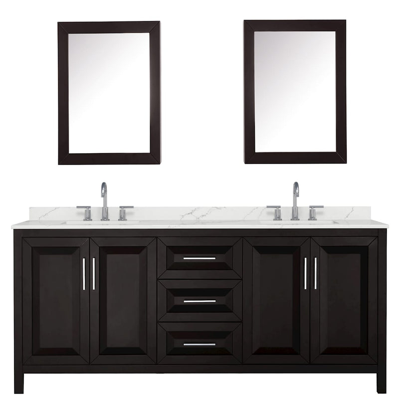 Daria 80" Free Standing Double Basin Vanity Set with Cabinet, Quartz Vanity Top, and Medicine Cabinet - image 10