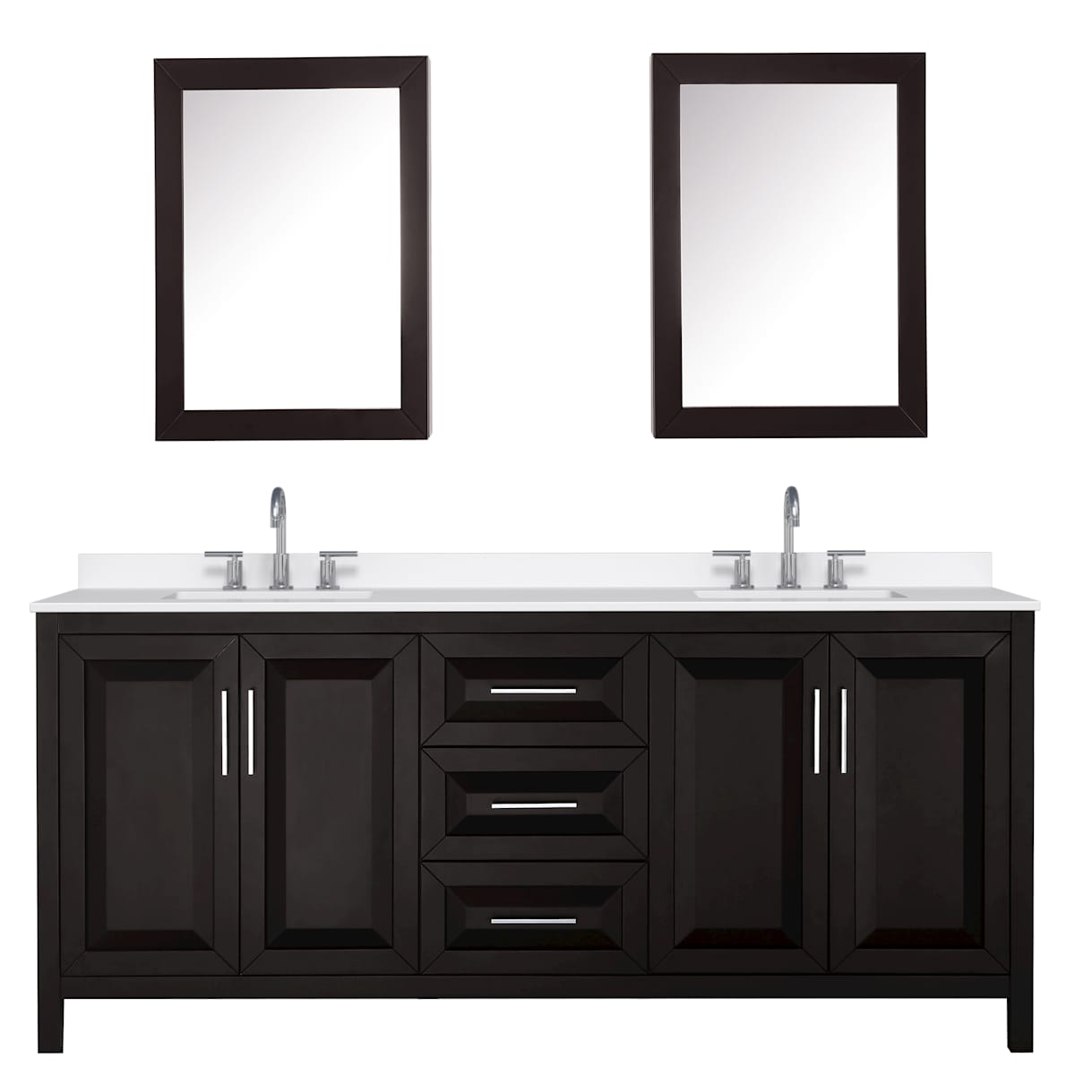Daria 80" Free Standing Double Basin Vanity Set with Cabinet, Quartz Vanity Top, and Medicine Cabinet