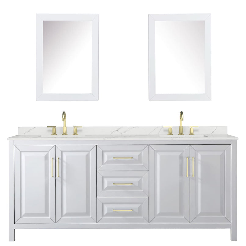 Daria 80" Free Standing Double Basin Vanity Set with Cabinet, Quartz Vanity Top, and Medicine Cabinet - image 19