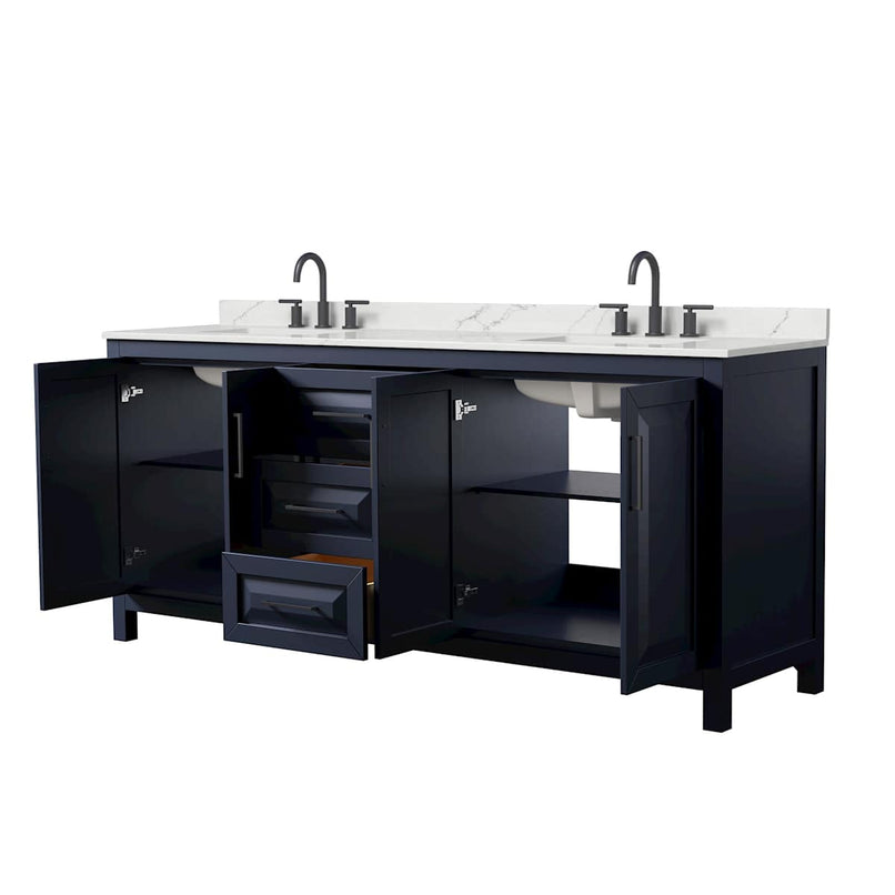 Daria 80" Free Standing Double Basin Vanity Set with Cabinet and Quartz Vanity Top - image 2