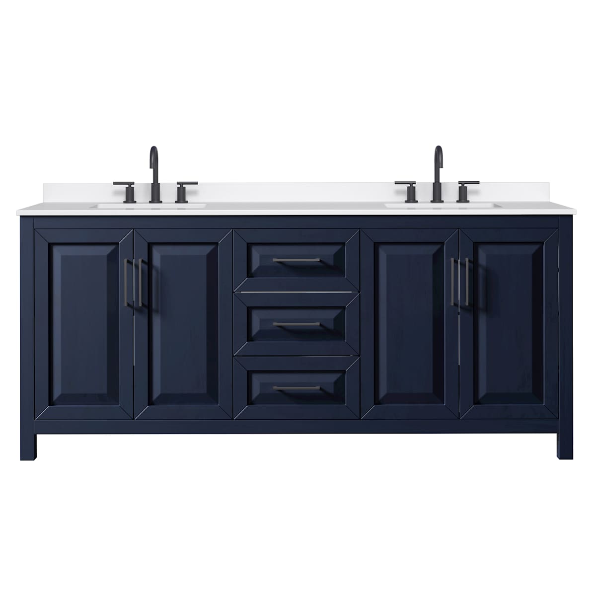Daria 80" Free Standing Double Basin Vanity Set with Cabinet and Quartz Vanity Top