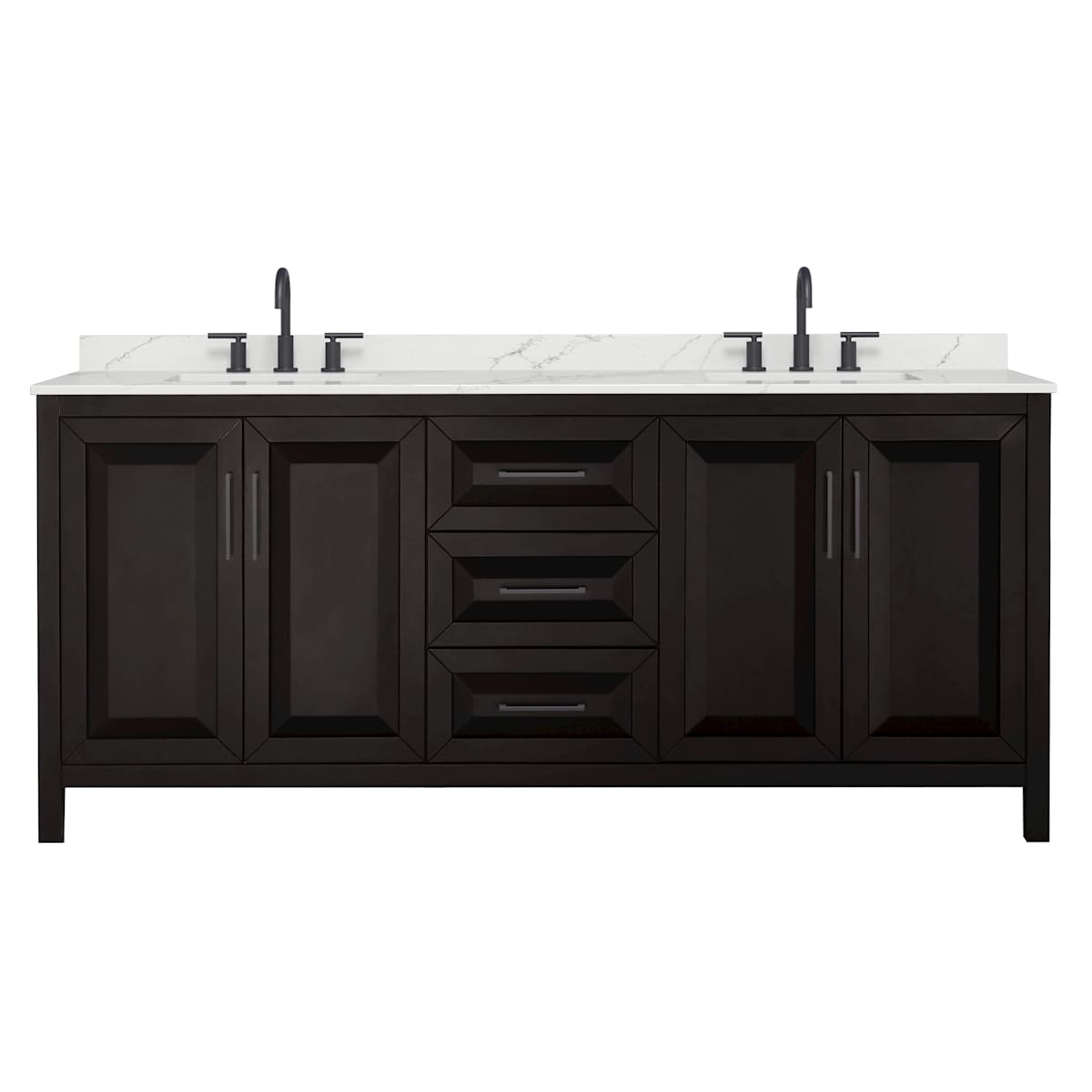 Daria 80" Free Standing Double Basin Vanity Set with Cabinet and Quartz Vanity Top