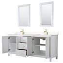 Daria 80" Free Standing Double Basin Vanity Set with Cabinet, Cultured Marble Vanity Top, and Framed Mirror - image 2
