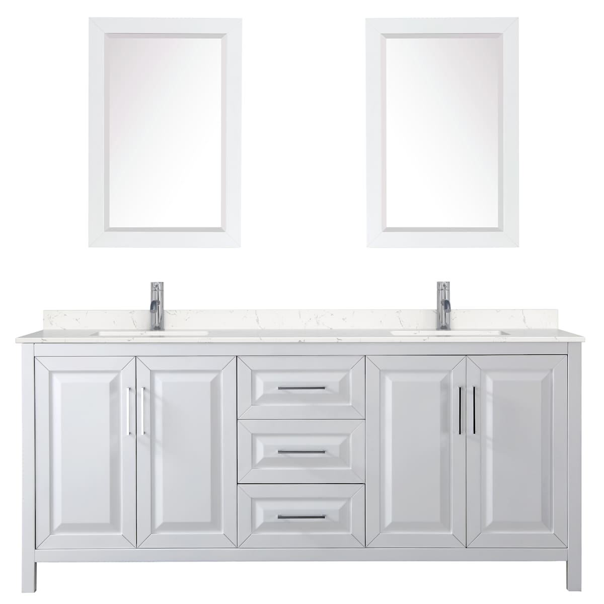 Daria 80" Free Standing Double Basin Vanity Set with Cabinet, Cultured Marble Vanity Top, and Framed Mirror - image 9
