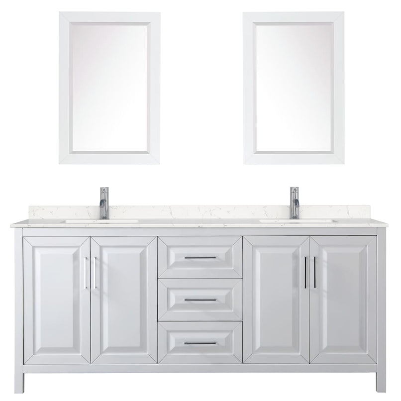 Daria 80" Free Standing Double Basin Vanity Set with Cabinet, Cultured Marble Vanity Top, and Framed Mirror - image 9
