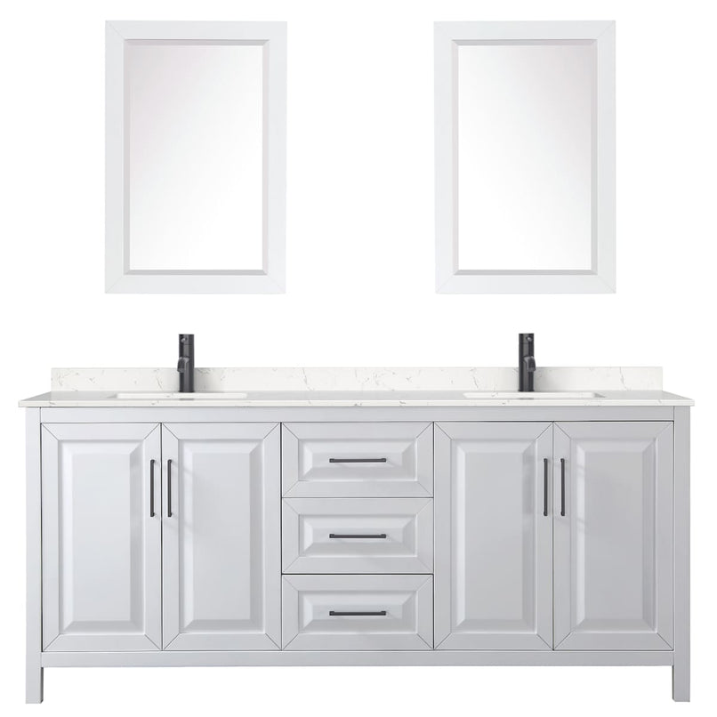 Daria 80" Free Standing Double Basin Vanity Set with Cabinet, Cultured Marble Vanity Top, and Framed Mirror - image 14