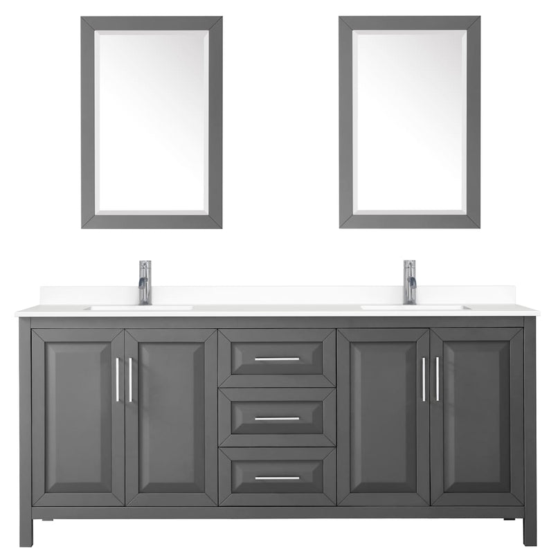 Daria 80" Free Standing Double Basin Vanity Set with Cabinet, Cultured Marble Vanity Top, and Framed Mirror - image 15