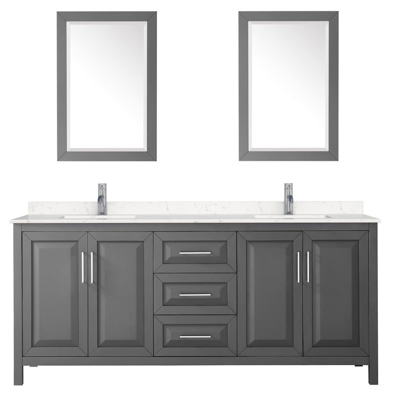 Daria 80" Free Standing Double Basin Vanity Set with Cabinet, Cultured Marble Vanity Top, and Framed Mirror - image 17