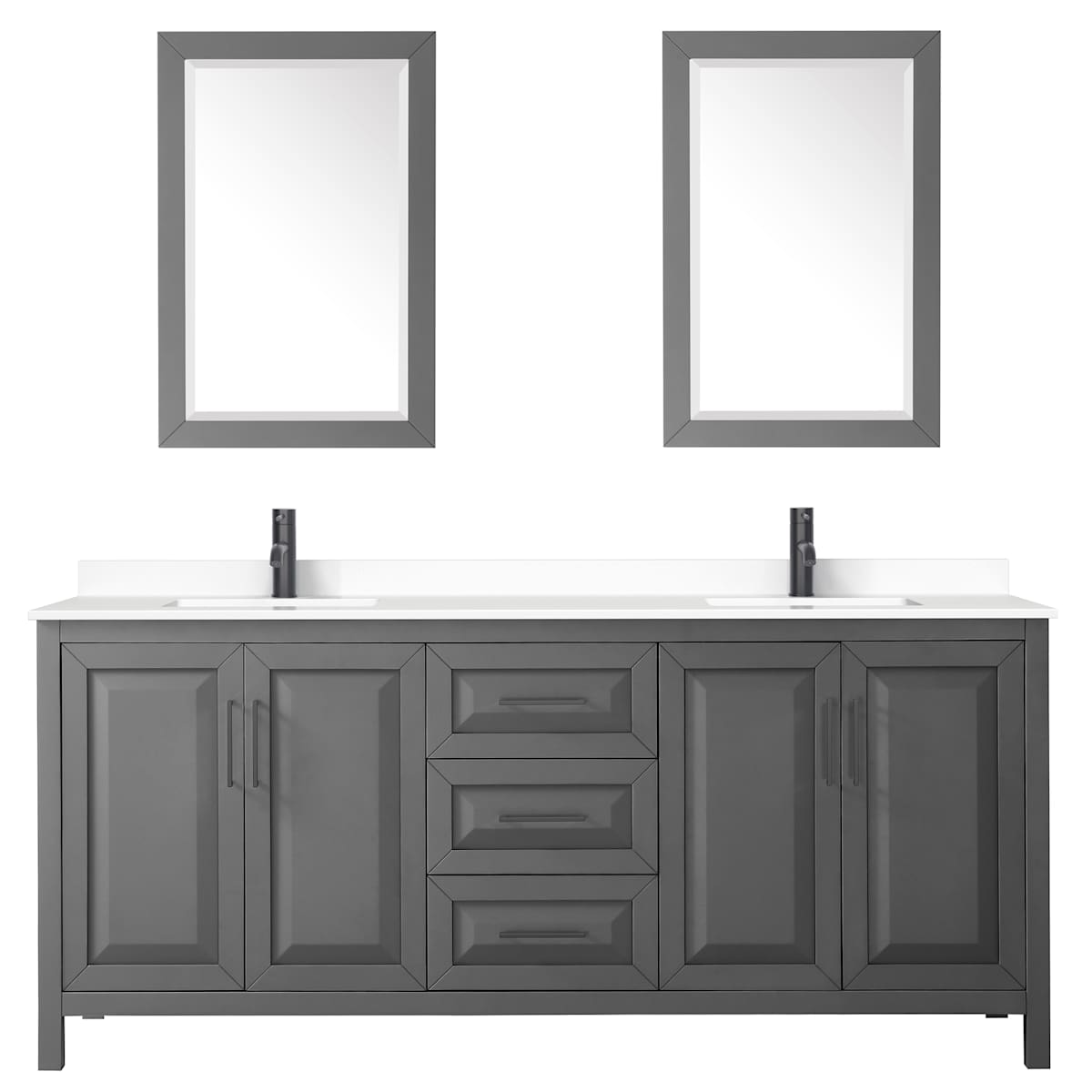 Daria 80" Free Standing Double Basin Vanity Set with Cabinet, Cultured Marble Vanity Top, and Framed Mirror - image 18