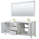Daria 80" Free Standing Double Basin Vanity Set with Cabinet, Cultured Marble Vanity Top, and Framed Mirror - image 2