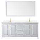 Daria 80" Free Standing Double Basin Vanity Set with Cabinet, Cultured Marble Vanity Top, and Framed Mirror - image 3