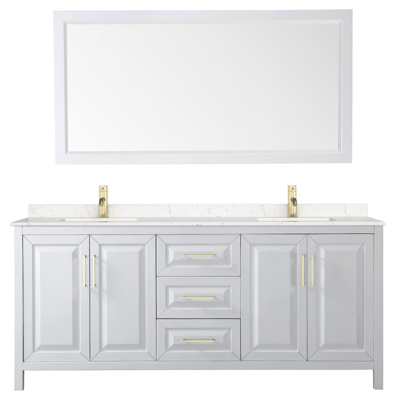 Daria 80" Free Standing Double Basin Vanity Set with Cabinet, Cultured Marble Vanity Top, and Framed Mirror - image 3