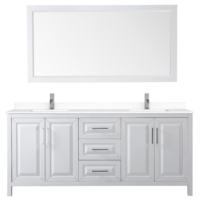 Daria 80" Free Standing Double Basin Vanity Set with Cabinet, Cultured Marble Vanity Top, and Framed Mirror - image 7