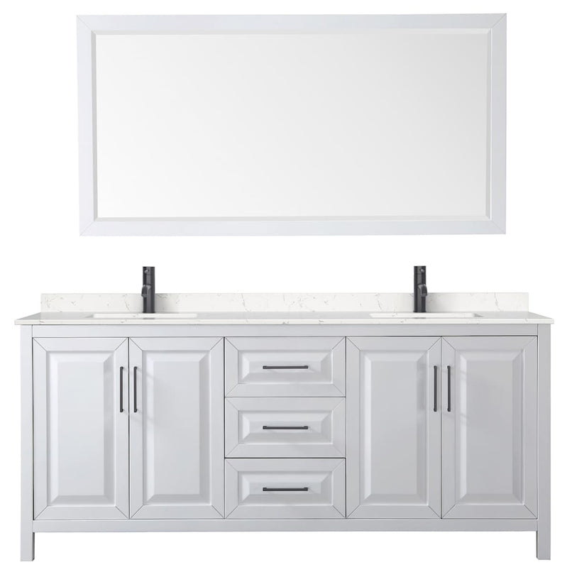 Daria 80" Free Standing Double Basin Vanity Set with Cabinet, Cultured Marble Vanity Top, and Framed Mirror - image 12