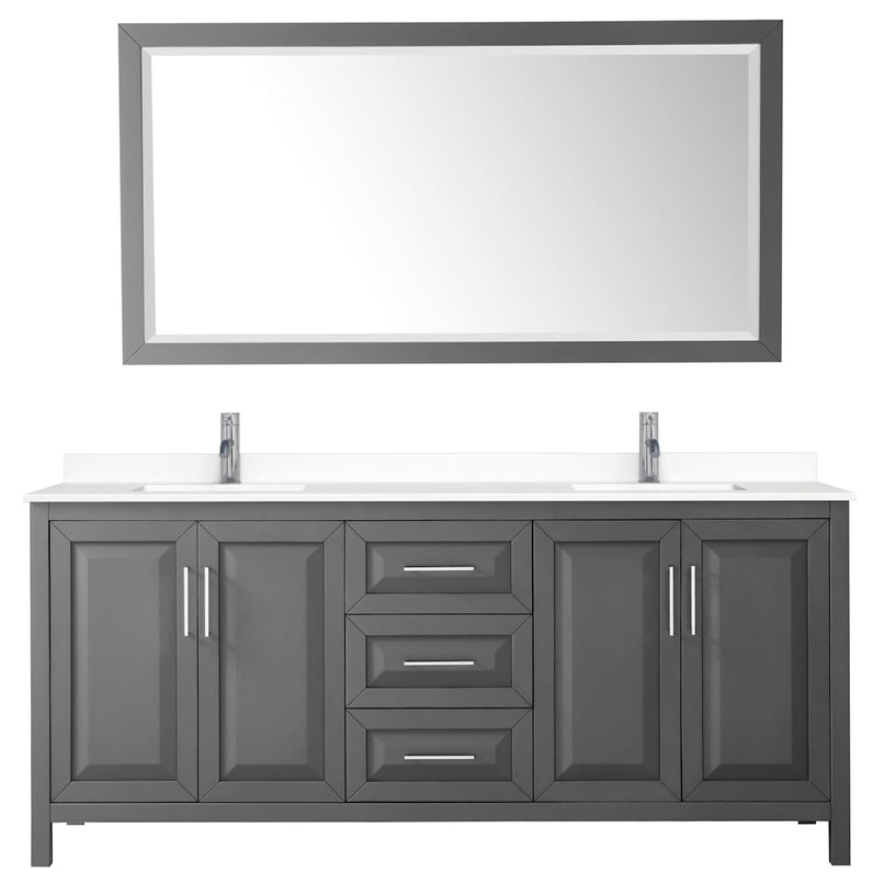 Daria 80" Free Standing Double Basin Vanity Set with Cabinet, Cultured Marble Vanity Top, and Framed Mirror - image 14