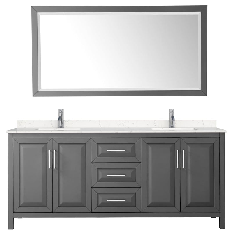 Daria 80" Free Standing Double Basin Vanity Set with Cabinet, Cultured Marble Vanity Top, and Framed Mirror - image 15
