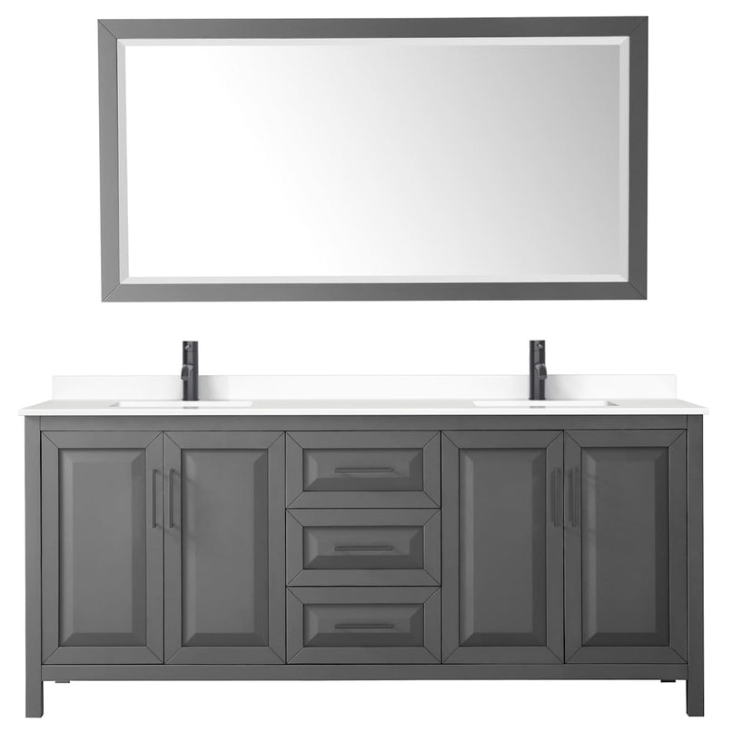 Daria 80" Free Standing Double Basin Vanity Set with Cabinet, Cultured Marble Vanity Top, and Framed Mirror - image 16
