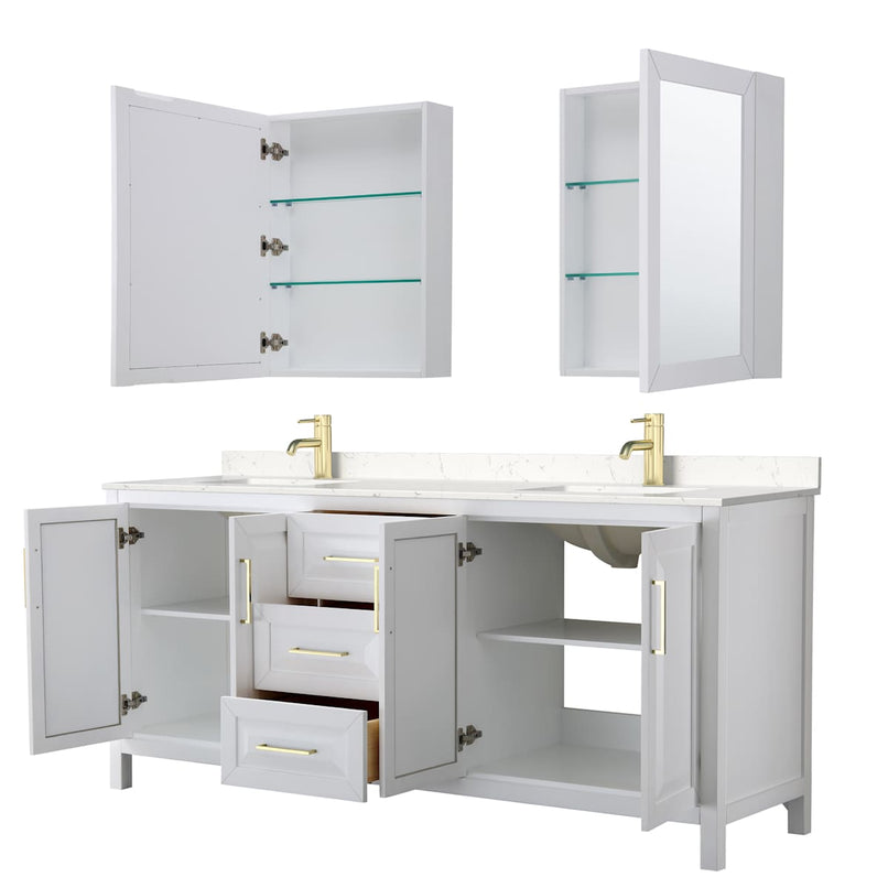 Daria 80" Free Standing Double Basin Vanity Set with Cabinet, Cultured Marble Vanity Top, and Medicine Cabinet - image 2