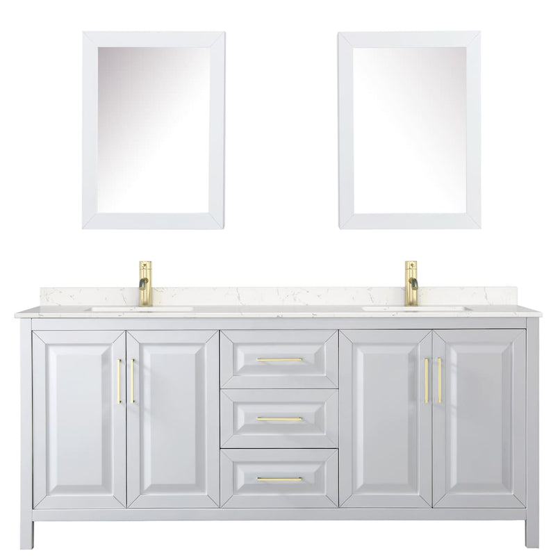 Daria 80" Free Standing Double Basin Vanity Set with Cabinet, Cultured Marble Vanity Top, and Medicine Cabinet - image 3
