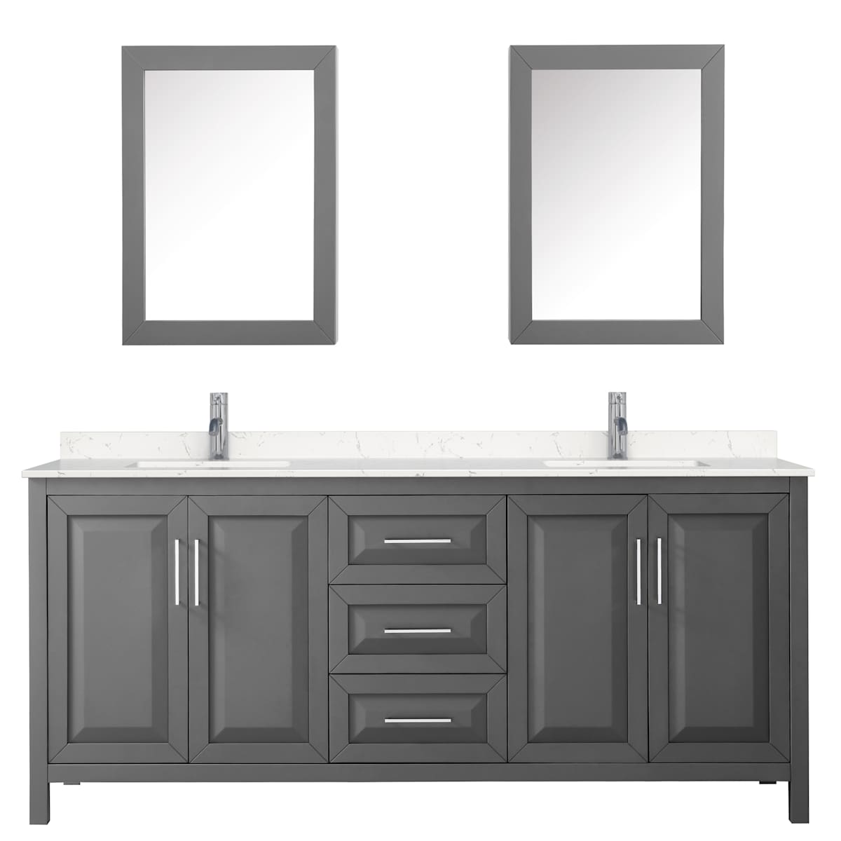 Daria 80" Free Standing Double Basin Vanity Set with Cabinet, Cultured Marble Vanity Top, and Medicine Cabinet - image 15