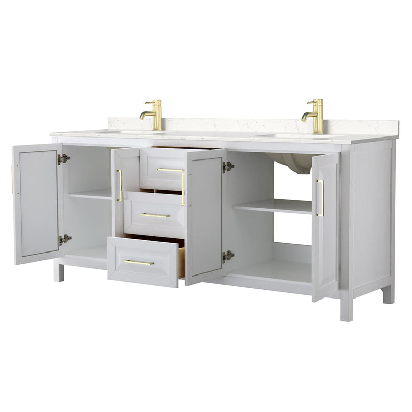Daria 80" Free Standing Double Basin Vanity Set with Cabinet and Cultured Marble Vanity Top - image 2