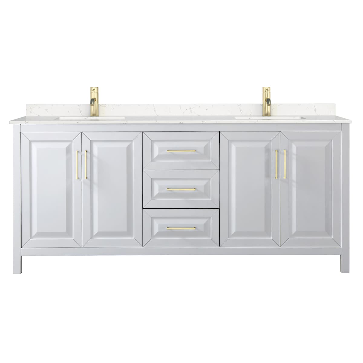 Daria 80" Free Standing Double Basin Vanity Set with Cabinet and Cultured Marble Vanity Top