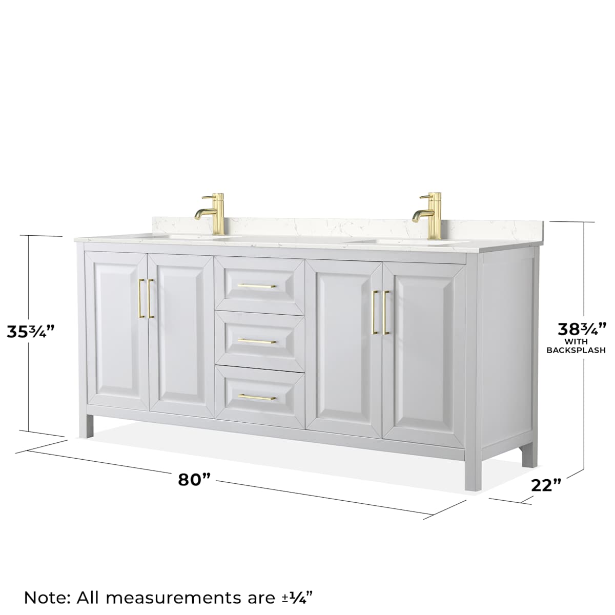 Daria 80" Free Standing Double Basin Vanity Set with Cabinet and Cultured Marble Vanity Top