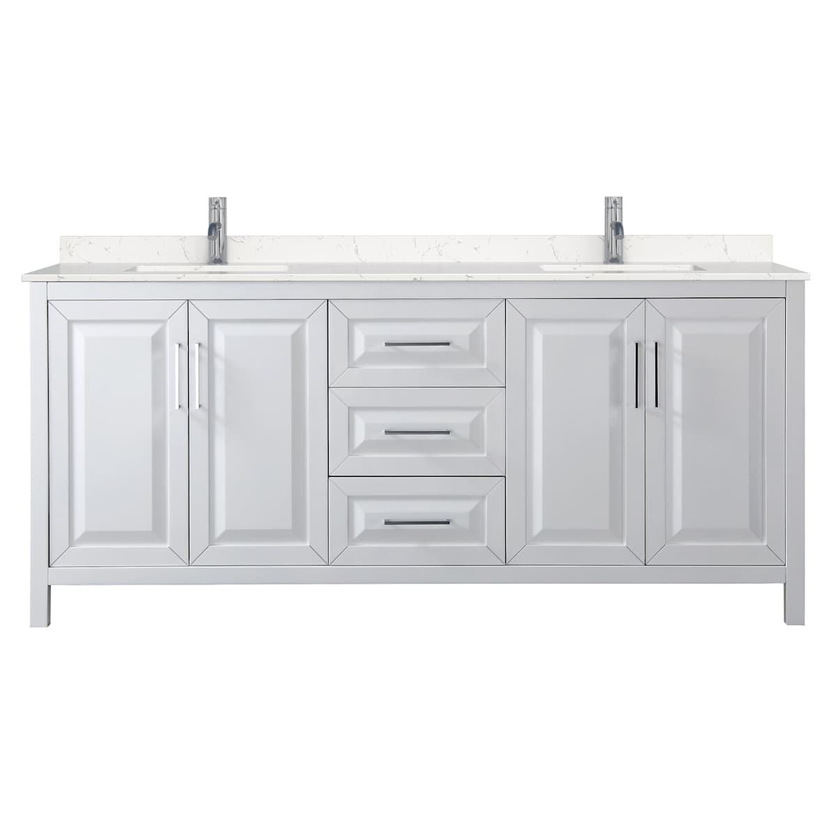 Daria 80" Free Standing Double Basin Vanity Set with Cabinet and Cultured Marble Vanity Top