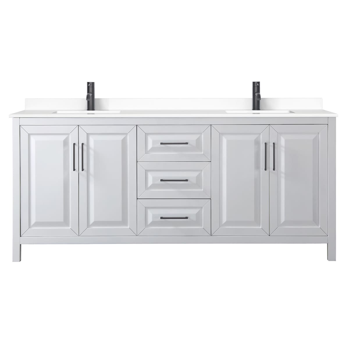 Daria 80" Free Standing Double Basin Vanity Set with Cabinet and Cultured Marble Vanity Top