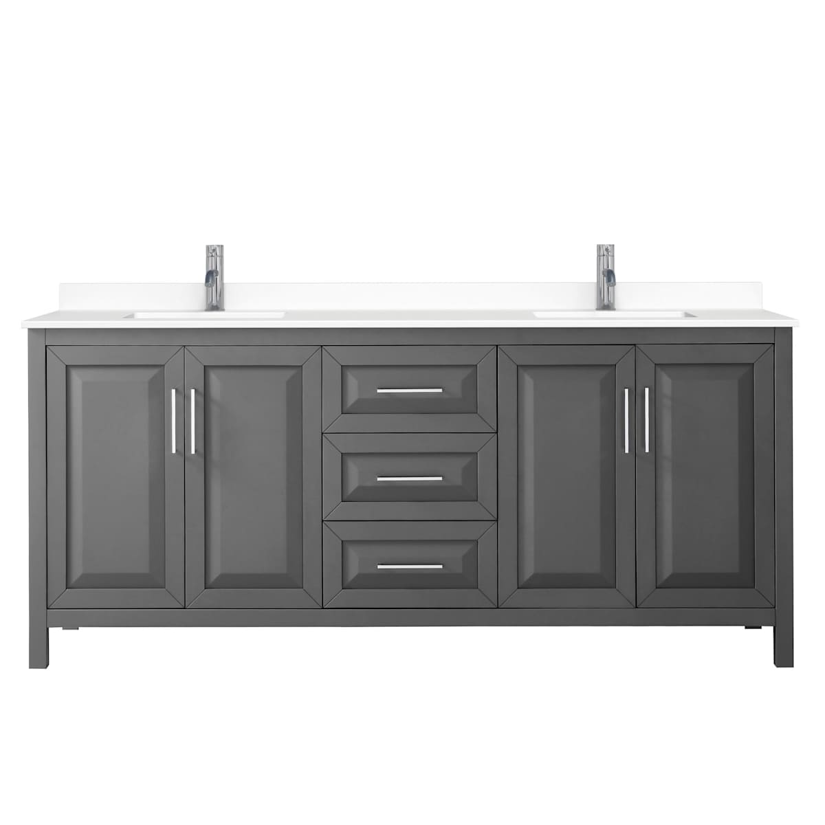 Daria 80" Free Standing Double Basin Vanity Set with Cabinet and Cultured Marble Vanity Top