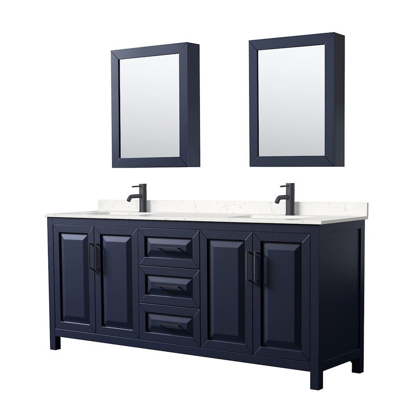 Daria 80" Free Standing Double Basin Vanity Set with Cabinet, Cultured Marble Vanity Top, and Medicine Cabinet - image 1
