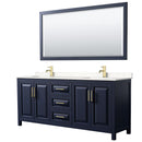 Daria 80" Free Standing Double Basin Vanity Set with Cabinet, Cultured Marble Vanity Top, and Framed Mirror - image 1