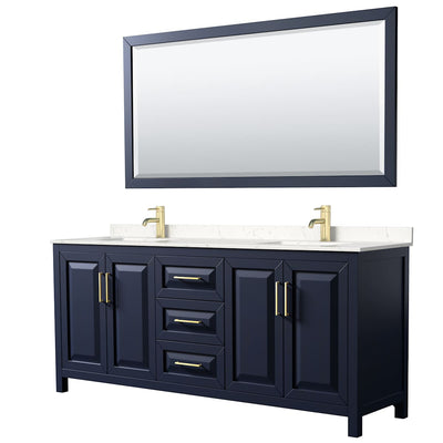 Daria 80" Free Standing Double Basin Vanity Set with Cabinet, Cultured Marble Vanity Top, and Framed Mirror - image 1