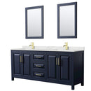 Daria 80" Free Standing Double Basin Vanity Set with Cabinet, Quartz Vanity Top, and Framed Mirror - image 1