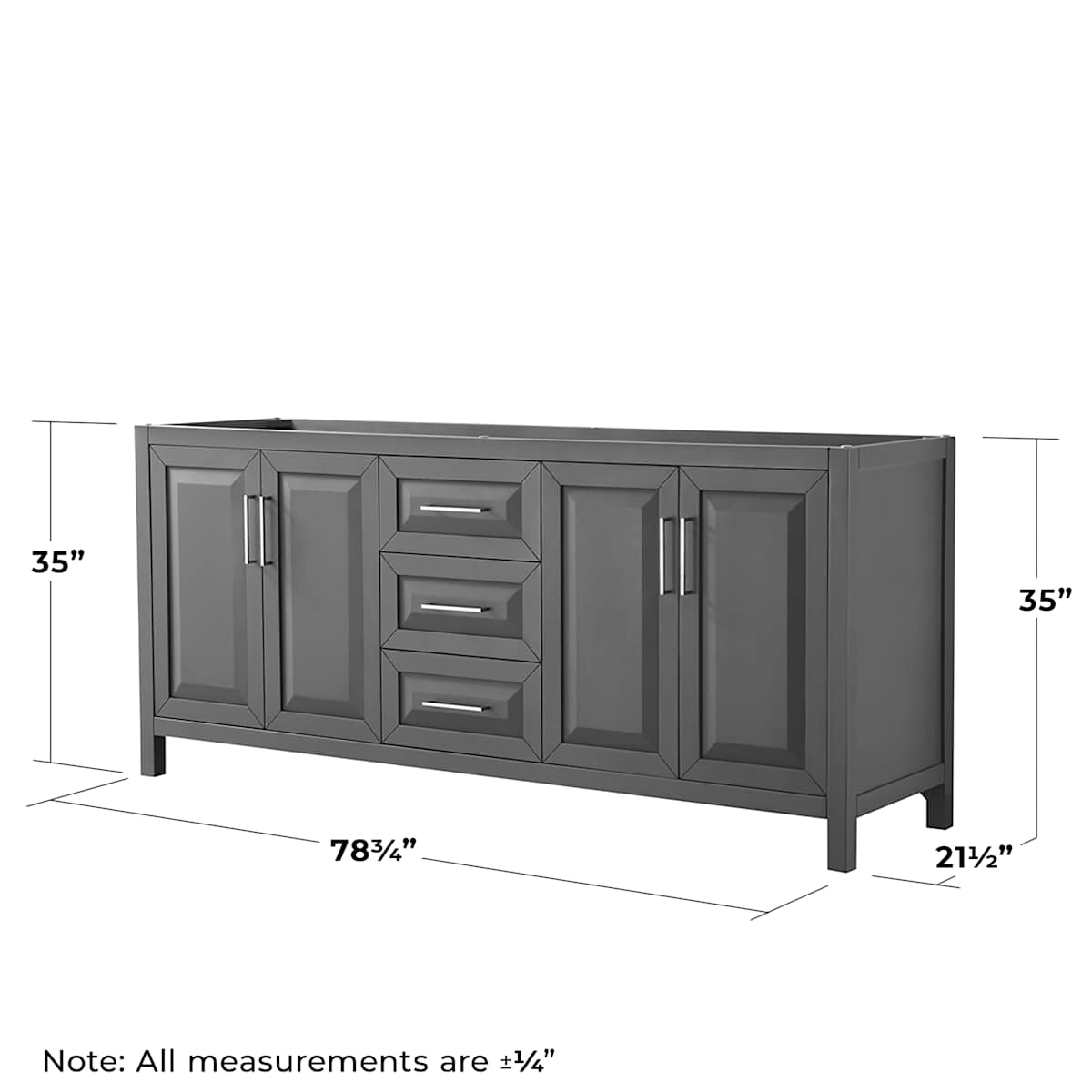 Daria 79" Double Free Standing Vanity Cabinet Only - Less Vanity Top