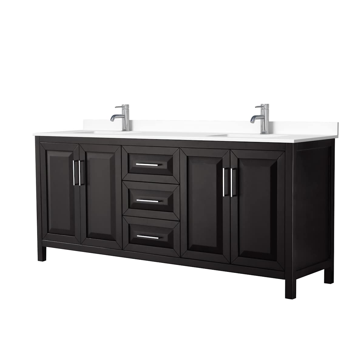 Daria 80" Free Standing Double Basin Vanity Set with Cabinet and Cultured Marble Vanity Top
