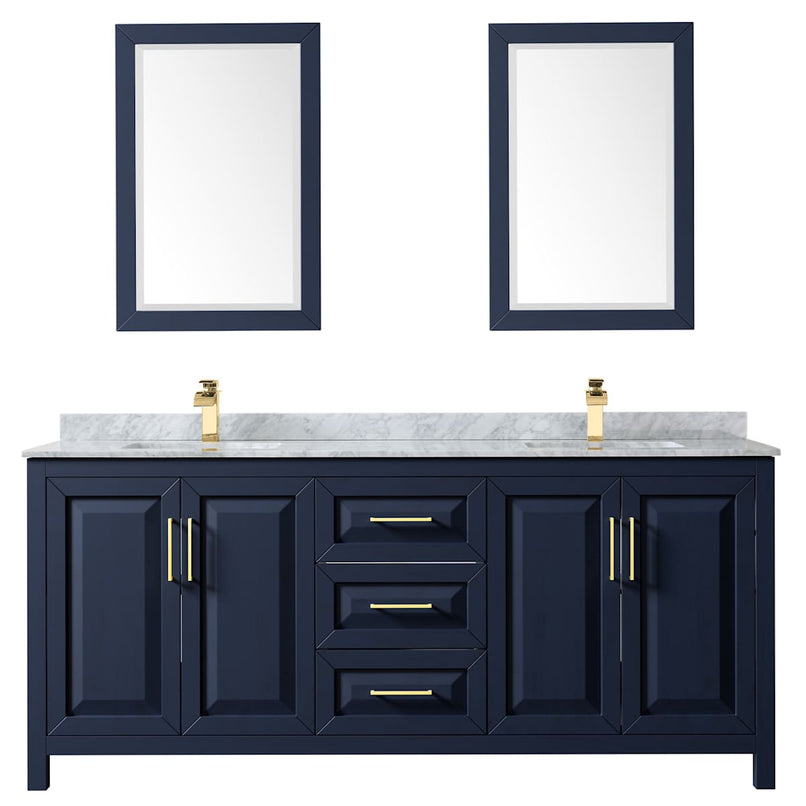 Daria 80" Free Standing Double Vanity Set with MDF Cabinet, Marble Vanity Top, 2 Undermount Sinks, and 2 Framed Mirrors - image 3
